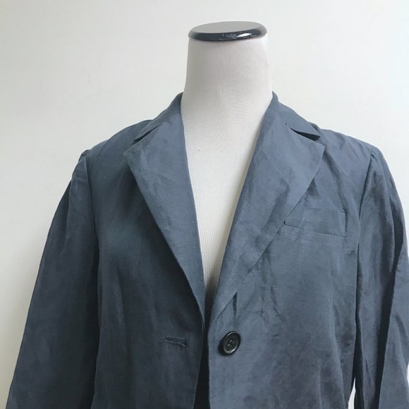 Marc by Marc Jacobs blue drawstring button up blazer silk linen classic XS - Picture 3 of 9